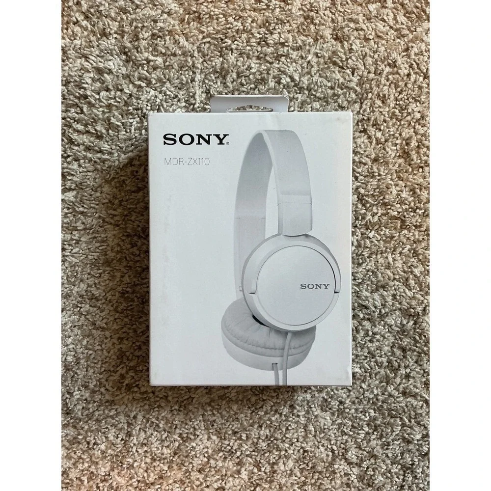 Sony MDR-ZX110 Wired On-Ear Headphones White Folding Compact MDR-ZX110/WZUC